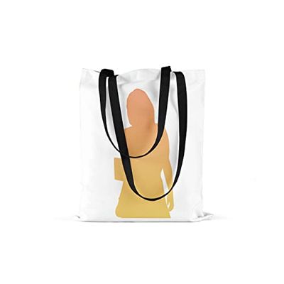 Bonamaison Printed Tote Bag, Reusable Grocery Bag, Shopping Bag, Machine Washable, Foldable, Canvas Cloth Bag with Black Handles, Size: 48x55 Cm