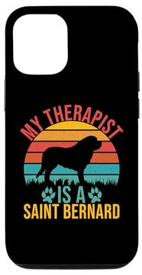 Coque pour iPhone 15 Saint Bernard Mon thérapeute est un Saint Bernard