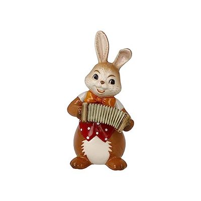 Goebel Figurka zająca Frecher Musikant, wykonana z kamionki, wymiary: 4 x 6 x 8 cm, 66-845-78-1