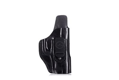 Multifit open-top IWB leather holster with steel clip 1.5" BLACK, Right Hand, size 2209