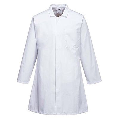 Portwest Men’s Food Coat, Three Pockets, Color: White, Size: Large, 2206WHRL