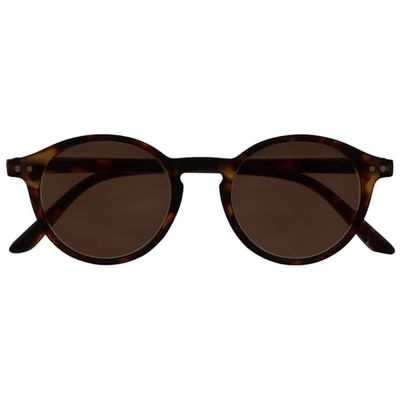 OPULIZE REY Reading Sunglasses - Retro Round Frame - Matt Brown Tortoiseshell - Mens Womens - Spring Hinges - S56-2 - +2.50