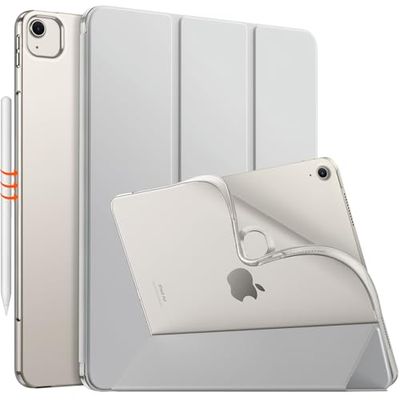 MoKo Cover per iPad Air 13 Pollici M3 2025/M2 2024, iPad Air 13 Pollici Custodia Shell Guscio Posteriore TPU Morbido, Foglio Intelligente Sottile Cover, Auto Sveglia/Sonno, Grigio Chiaro
