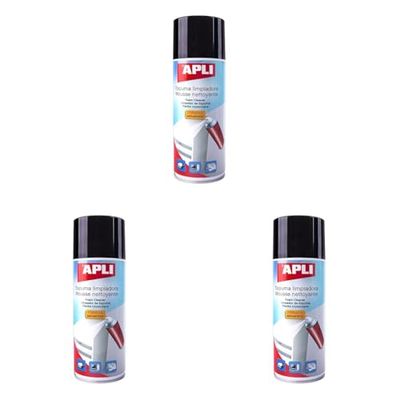 APLI 11300 - Espuma limpiadora multiusos 400 ml. Fórmula antiestática. Ideal para equipos informáticos (Paquete de 3)
