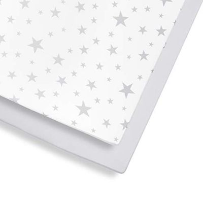 Snuz BD028CB - Sábana Bajera Ajustable para Cuna y Cuna, diseño de Estrella Gris, Gris y Blanco, 390 g