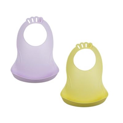 Thermobaby – Juego de 2 baberos BIBOU – Fabricados en Francia – Baberos impermeables con recuperador, ajustables y fáciles de limpiar, material flexible (lila y limón)