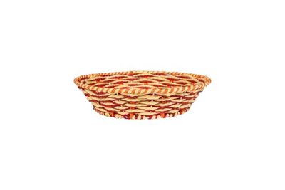 BRAIDED ROUND BASKET - RED, ORANGE, YELLOW