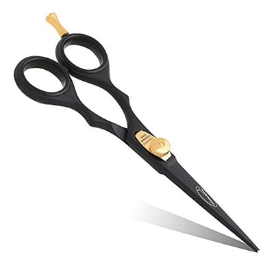 Fine Lines Left-Handed Hairdressing Scissor 5.5 in - Japanese Steel Cutting Tool with Dial Screw & Hook - Anti-Rust Barber Shears for Grooming, Hair Trimming & Salon Styling - Professional Unisex Use