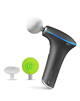 SKG F5-EN massagepistool - elektrisch handmassageapparaat met warmtefunctie van 1800 mAh, voor nek, schouder en rug, incl. 3 verwisselbare massagekoppen, wit