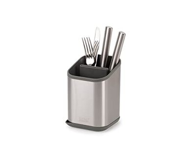 Joseph Joseph Duo Scolaposate da lavello con scomparti e vano Porta coltelli, Cestello Portaposate per cucina, Acciaio Inox