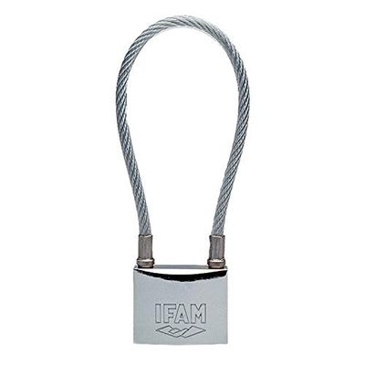 Ifam Veiligheid. U. 85051 hangslot SEG langboog met kabel in. Inox Ifam