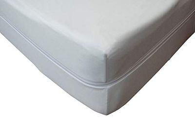 mybeene Couvre-Matelas en Polyester avec Fermeture à glissière (Respirant, sèche-Linge, Coussin sous Le lit) 90 x 200 cm Blanc