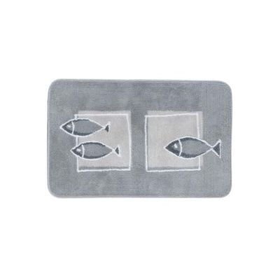 Spirella Andros Alfombra de baño de poliéster 55x85 cm Estampado de Peces Grises