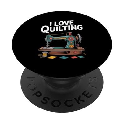 I Love Quilting Sewing Machine Passion PopSockets Adhesive PopGrip