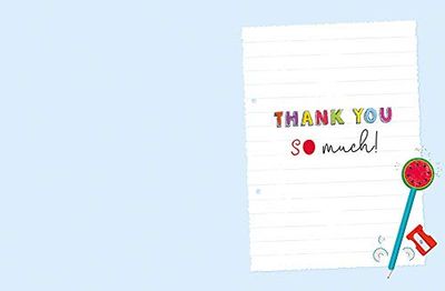 Whimsical Occasion Card Thank You Leraar - 8 x 6 inch - Piccadilly Greetings