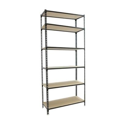 Simon Rack Étagère Rangement et 6 Niveaux en Boix, 150 kg Capacité de Charge et Point de Flexion, 2500x1000x300 mm, Étagère Charge Lourde, Étagère Garage, Anthracite/Bois - Maderclick