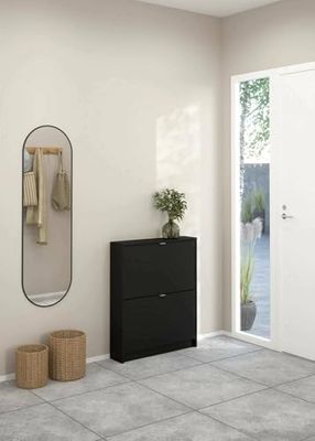 Dmora - Scarpiera Celine, Mobile portascarpe, Armadio da ingresso multiuso, Mobiletto per calzature, 70x17 h85 cm, Nero
