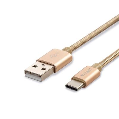 Levitantes Cable USB-C trenzado de nylon de 1M, color dorado, ideal para carga y transferencia de datos rápida y segura.