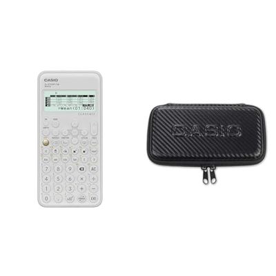 Casio FX-570SP CW - Calculadora Científica, Recomendada para el Curriculum Español y Portugués, Blanco + FX-Case-CB-BK2 - Funda Protectora para Calculadora Científica Técnica, Negro