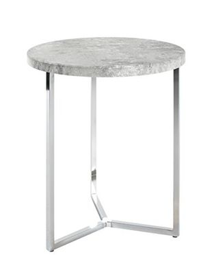 HAKU Möbel Mesa lateral em MDF com aspeto de betão cromado, diâmetro 45 x H 54 cm