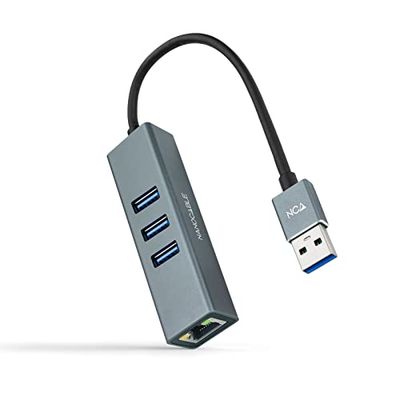 USB 3.0 naar Gigabit Ethernet-converter + 3 USB 3.0-poorten, 15 cm, ideaal voor de uitbreiding van de connectiviteit en verbetering van de gegevensoverdracht.