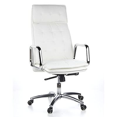 hjh OFFICE 600922 Bureaustoel Managersstoel Villa 20 Nappaleer Ivoor, Rechte Zitpositie Met S-Vormige Rugleuning, Ergonomisch