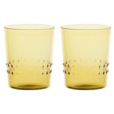 THUN - Juego de 2 vasos de agua Bloomia - Cristal borosilicato - Colección Jardín de Primavera - Ø 6.5 cm, 11.8 cm h