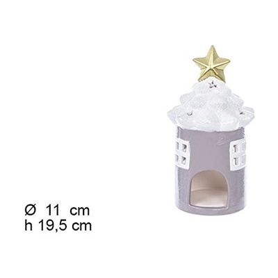 Cm 177341 Portavela Ceramica Navidad Casa Nevada