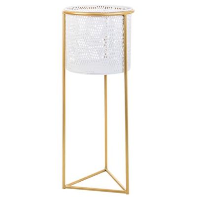 Alexandra House Living Macetero Blanco Metal Hierro 26 x 45 x 26 cm