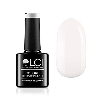 LCI Cosmetics Semi-Permanent Gel Ongles Vernis 10 ml, Blanc Français