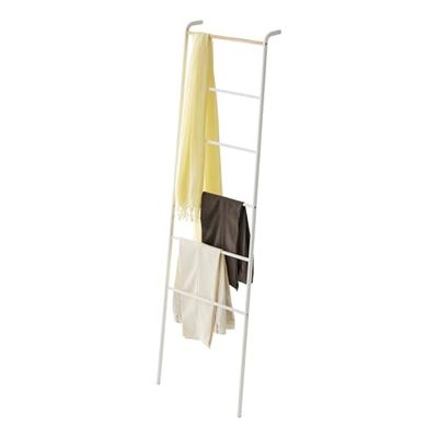 Yamazaki 2812 Tower Leaning Ladder Hanger, White, Steel/Wood, 45 x 24 x 160 cm