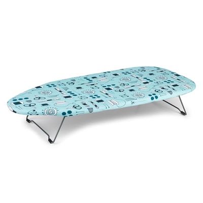 Beldray Petite Planche à Repasser De Table 73x31cm, Motif Accessoire de Couture, Housse 100% Coton pour un Pressage Lisse, Modèle Léger avec Pieds Pliables, Rangement Facile Dans Les Petits Espaces,