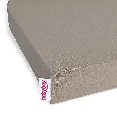 Babybay Lençol-capa ajustável Jersey Deluxe para os modelos Maxi, Midi, Boxspring, conforto e conforto Plus, nougão, 89 x 50 cm (1 unidade)