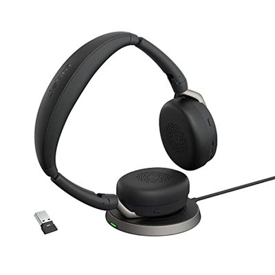 Jabra Evolve2 65 Flex - Cuffie Stereo Bluetooth, Tutte le piattaforme, USB-A dongle, Caricatore Wireless Incluso, Evolve2 65 Flex