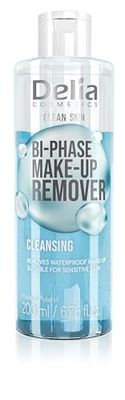 Delia Cosmetics – Clean Skin – Cleansing Two-Phase Makeup Remover for Face and Eye Area – All Skin Types - Removes Waterproof Makeup – Non-Irritating – Vegan Formula - 200ml