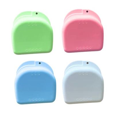 Cura Farma Cura Dental Box Portaprotesi In Plastica – 4 Pezzi - Per Dentiera, Custodia Bite Dentale, Apparecchio Denti, Ortodonzia, Paradenti - Con Fori Di Sfiato E Coperchi Con Cerniera - Originale