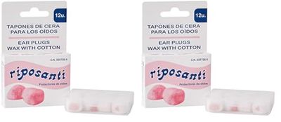 Tapones de cera para oídos, tapones auditivos Riposanti. Estuche 12u (Paquete de 2)