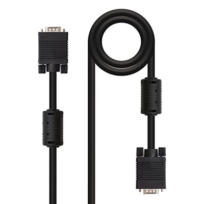 SVGA-kabel met ferriet om interferentie te minimaliseren, met HDB15-stekker aan beide uiteinden, ideaal voor monitoren en projectoren, lengte 1,8 m.