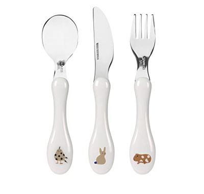 LÄSSIG Kinderbestek set 3-delig lepel vork mes roestvrij staal kunststof handvat/Cutlery Little Mateys royal blue