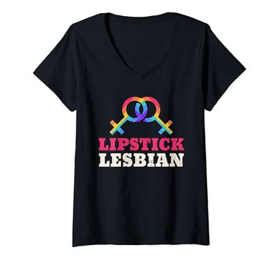 Womens Lipstick Lesbian Gender Equality Human Rights Advocate V-Neck T-Shirt