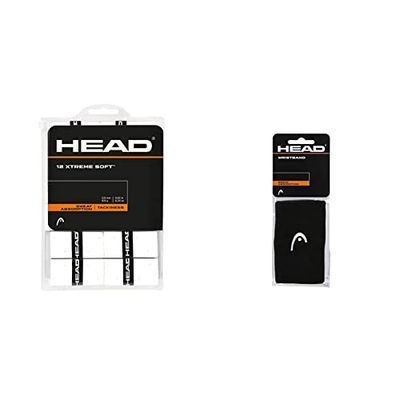 HEAD 12 Xtremesoft Accesorio de Tenis, Adultos Unisex, Blanco, Talla Única & Muñequera de 5” Accesorio de Tenis, Adultos Unisex, Negro, Talla única