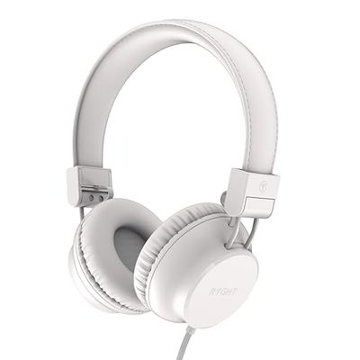 RYGHT R484789 NIMA Wired Headphones - Clear and Deep Stereo Sound - Foldable and Lightweight, Built-in Microphone, Padded Earpads - 1.2 m Cable - White