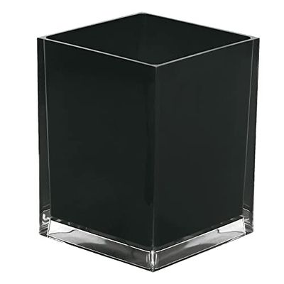 Gedy Auckland Handgemaakte prullenbak van transparant kunsthars en hoogwaardig zwart oppervlak, afmetingen 23,7 x 18 x 18 cm en gewicht 1,491 kg, 2 jaar garantie, design: R&S, zwart, uniek