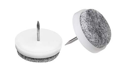 Metafranc 644056 644056-Set di 8 feltrini con chiodo, protezione efficace per mobili delicati, per sedie e pavimenti, colore: Bianco, Ø 25 mm (8 Stück)