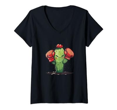 Mujer Planta de aspecto divertido para los fanáticos de los cactus Camiseta Cuello V