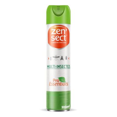 ZENSECT ProEssentials Multi-Insectes – Aérosol (300ml) – Contre les moustiques, moustiques tigres, mouches, fourmis, cafards et poissons d’argent