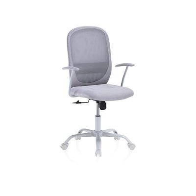 duehome | Silla de Escritorio Giratoria, Silla de Oficina o Despacho, Modelo Lisa, Acabado en Tejido Gris Perla, Medidas: 64 cm (Ancho) x 64 cm (Largo) x 98-110 cm (Alto)