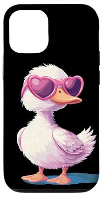 Anatra felice con cuore e bella occhiali da sole Custodia per iPhone 12/12 Pro