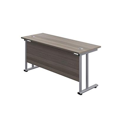 Bureau Hippo rechthoekige Cantilever Bureau Zilveren frame 120 x 60 cm Grijze Eik