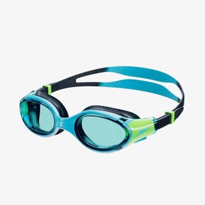 Speedo Junior Biofuse 2.0 simglasögon | Patenterad enkel justering | Anti-dimma | anti-läckage | förbättrad passform | Förbättrad komfort, hypersonisk blå/äkta marinblå/lumo grön/blå, en storlek